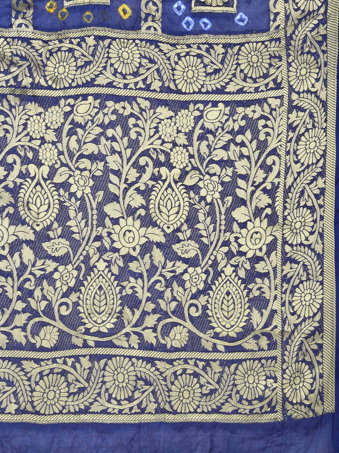 Navy Blue Banarasi Bandhej Gharchola Silk Dupatta freeshipping - Dupatta Bazaar