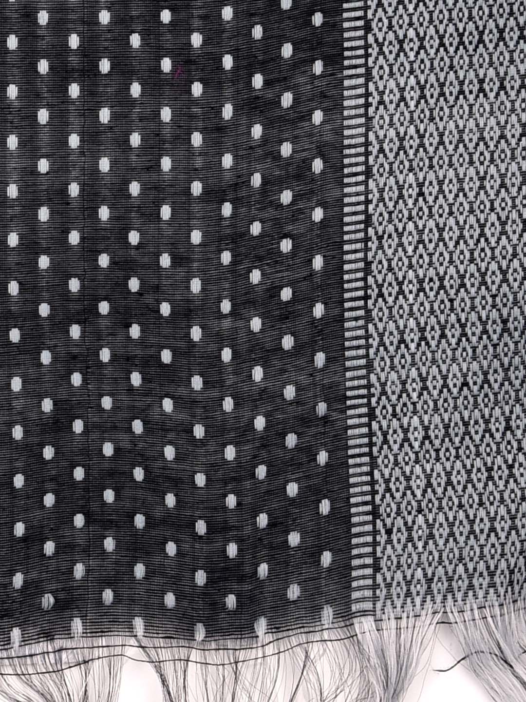 Woven Black & White Cotton Chanderi Dupatta freeshipping - Dupatta Bazaar