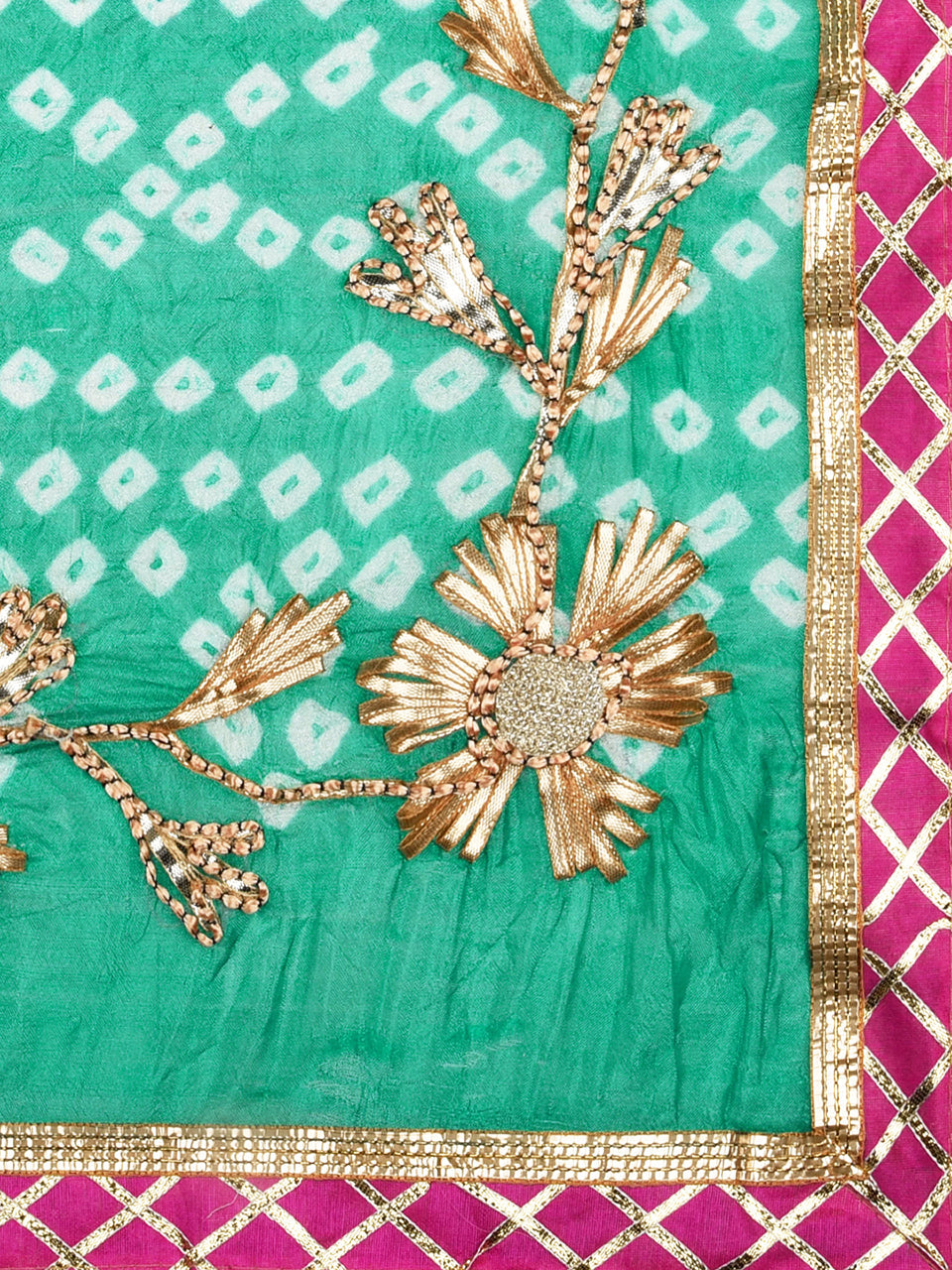 Multicolor Bandhini Dupatta with Gotta Patti Work. freeshipping - Dupatta Bazaar