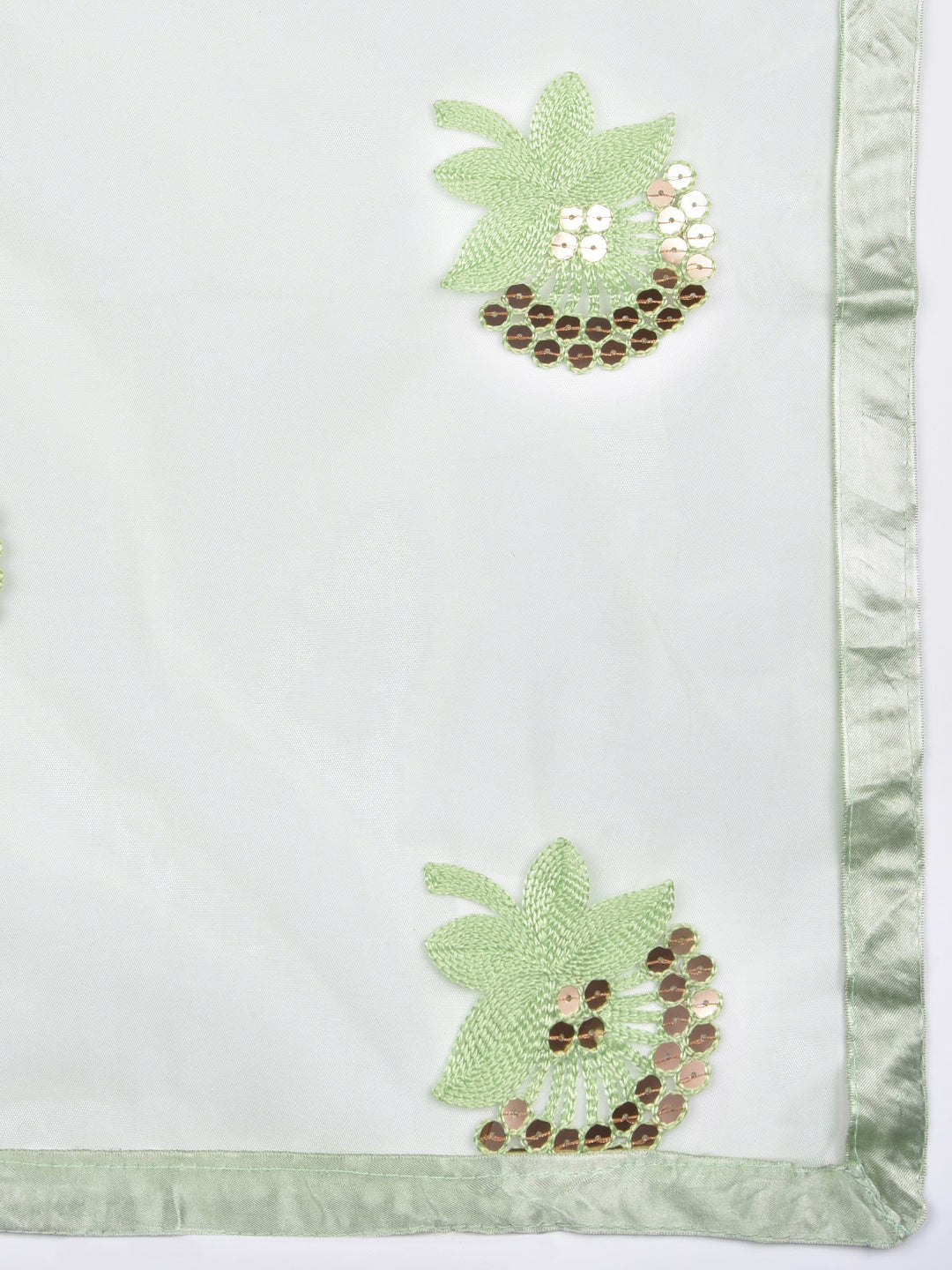 Dupatta Bazaar Woman's Embroidered Sequence Work Green Net dupatta - Dupatta Bazaar
