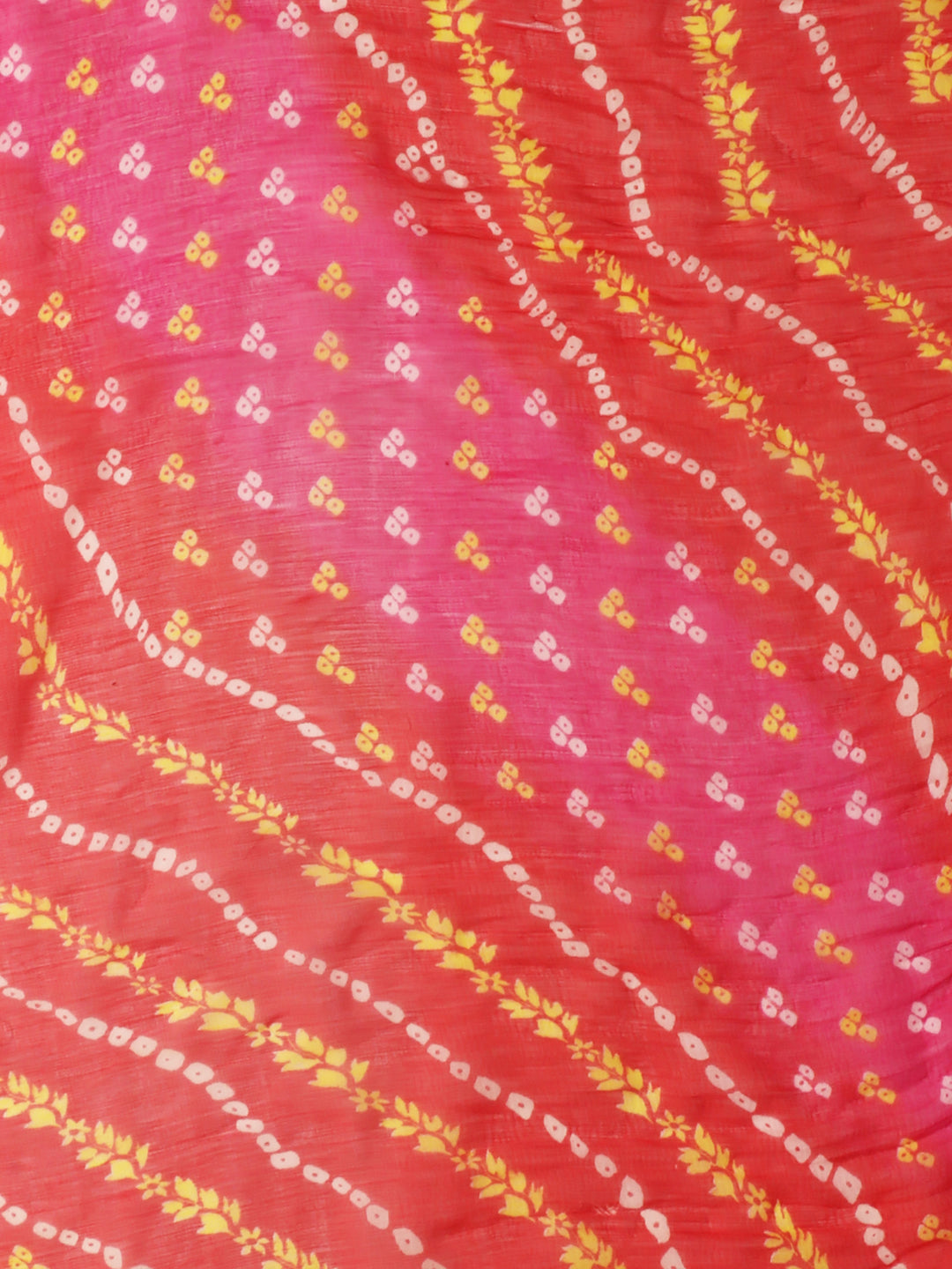 Multicoloured Bandhini Printed chiffon Dupatta with Pompom freeshipping - Dupatta Bazaar