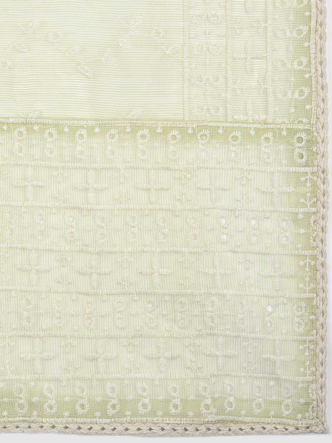 Women's Light Green Cotton Net Dupatta freeshipping - Dupatta Bazaar