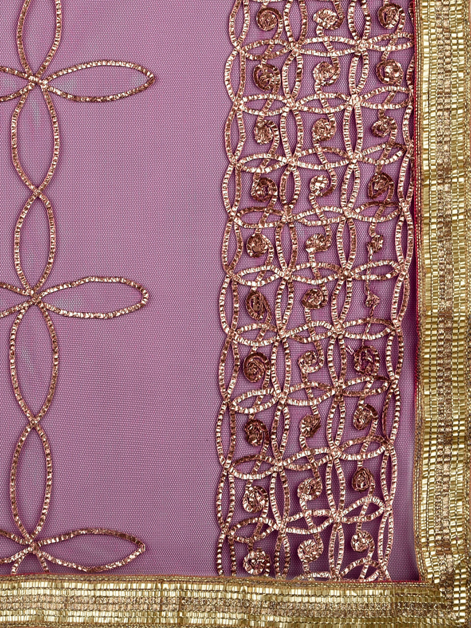 Purple Net Dupatta with Gotta Patti Work. freeshipping - Dupatta Bazaar
