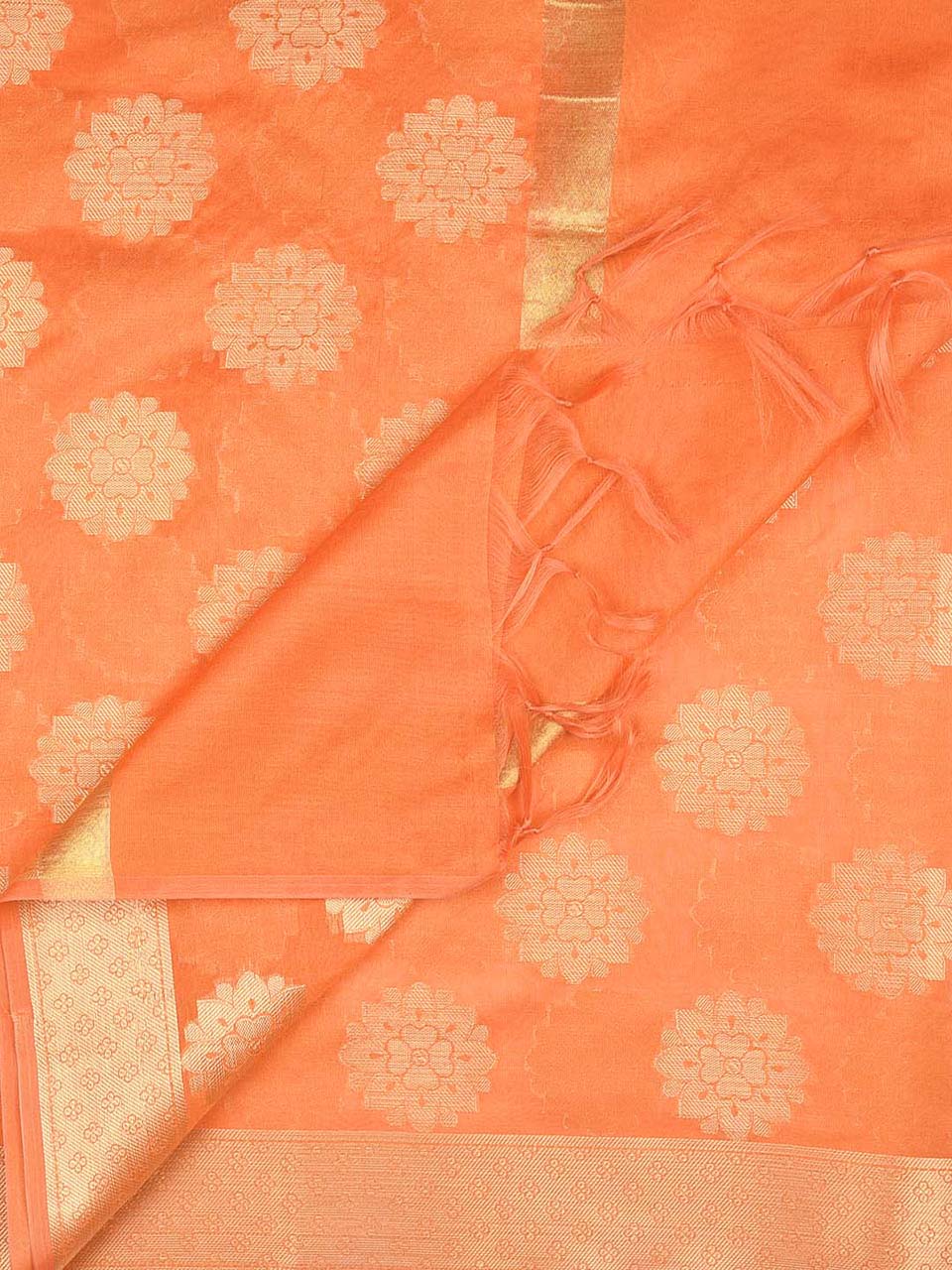 Orange Banarasi Silk Dupatta. freeshipping - Dupatta Bazaar