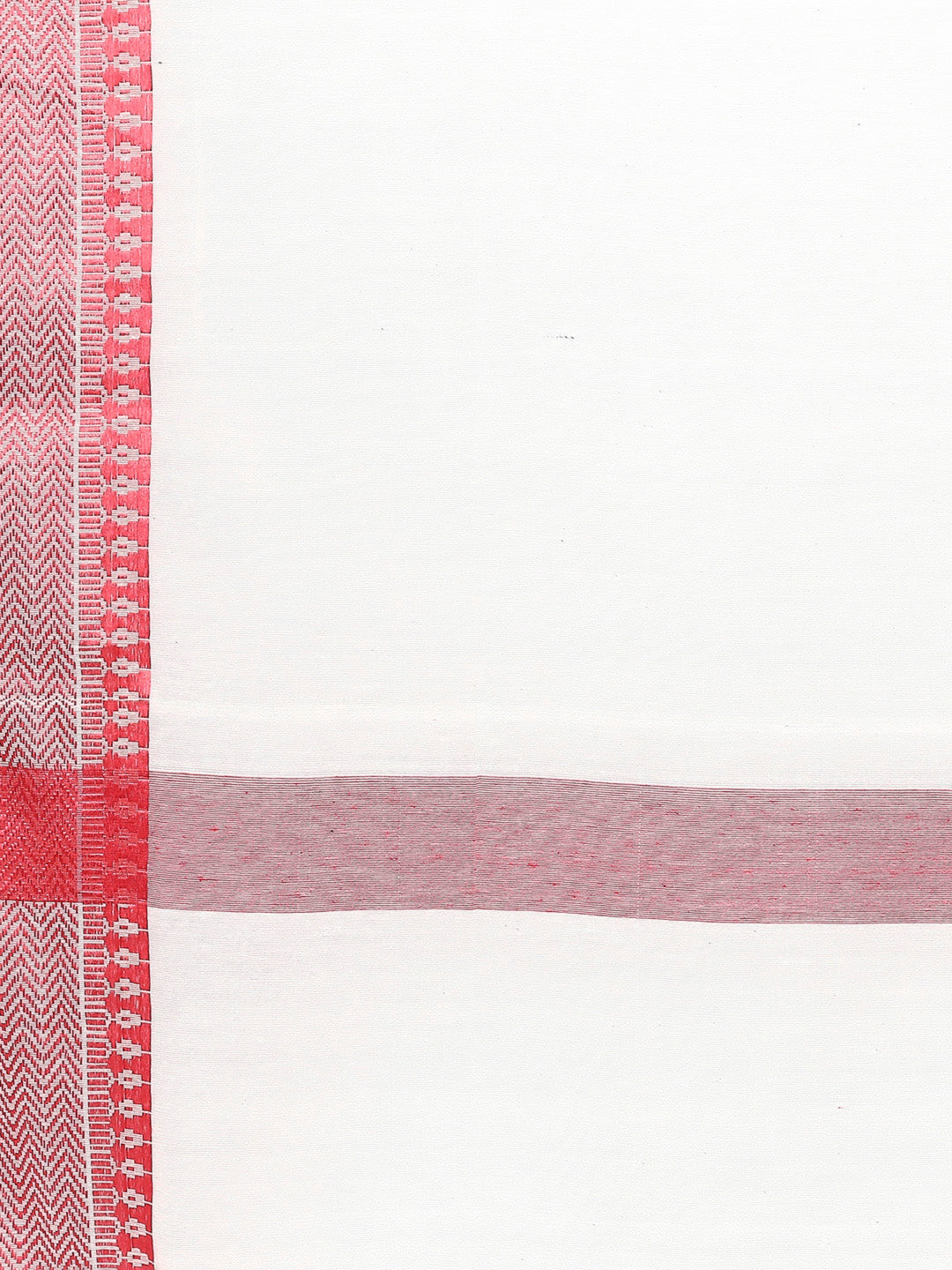 Off White Handloom Cotton Dupatta with Red border freeshipping - Dupatta Bazaar