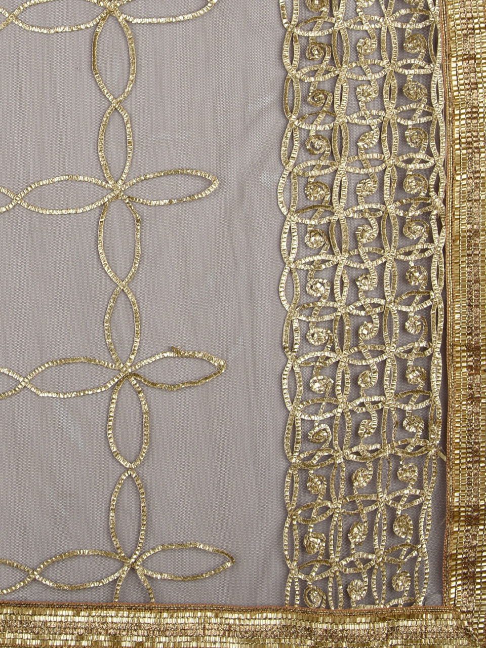 Brown Net Dupatta with Gotta Patti Work. freeshipping - Dupatta Bazaar