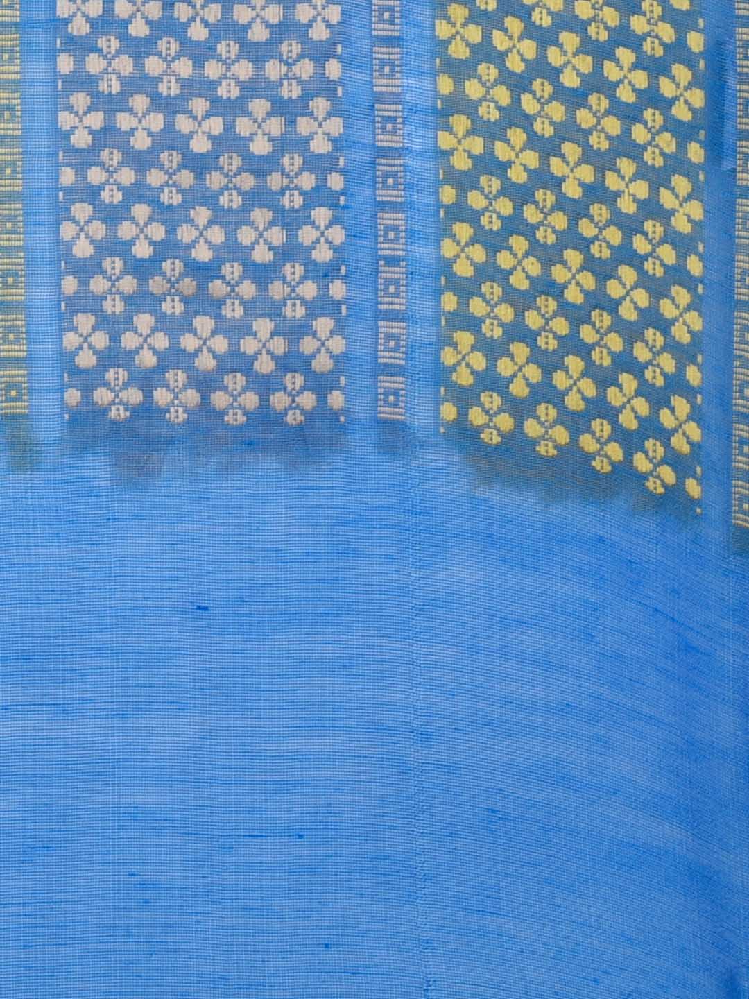 Woven Turquoise Blue & Yellow Striped Cotton Chanderi Dupatta. freeshipping - Dupatta Bazaar