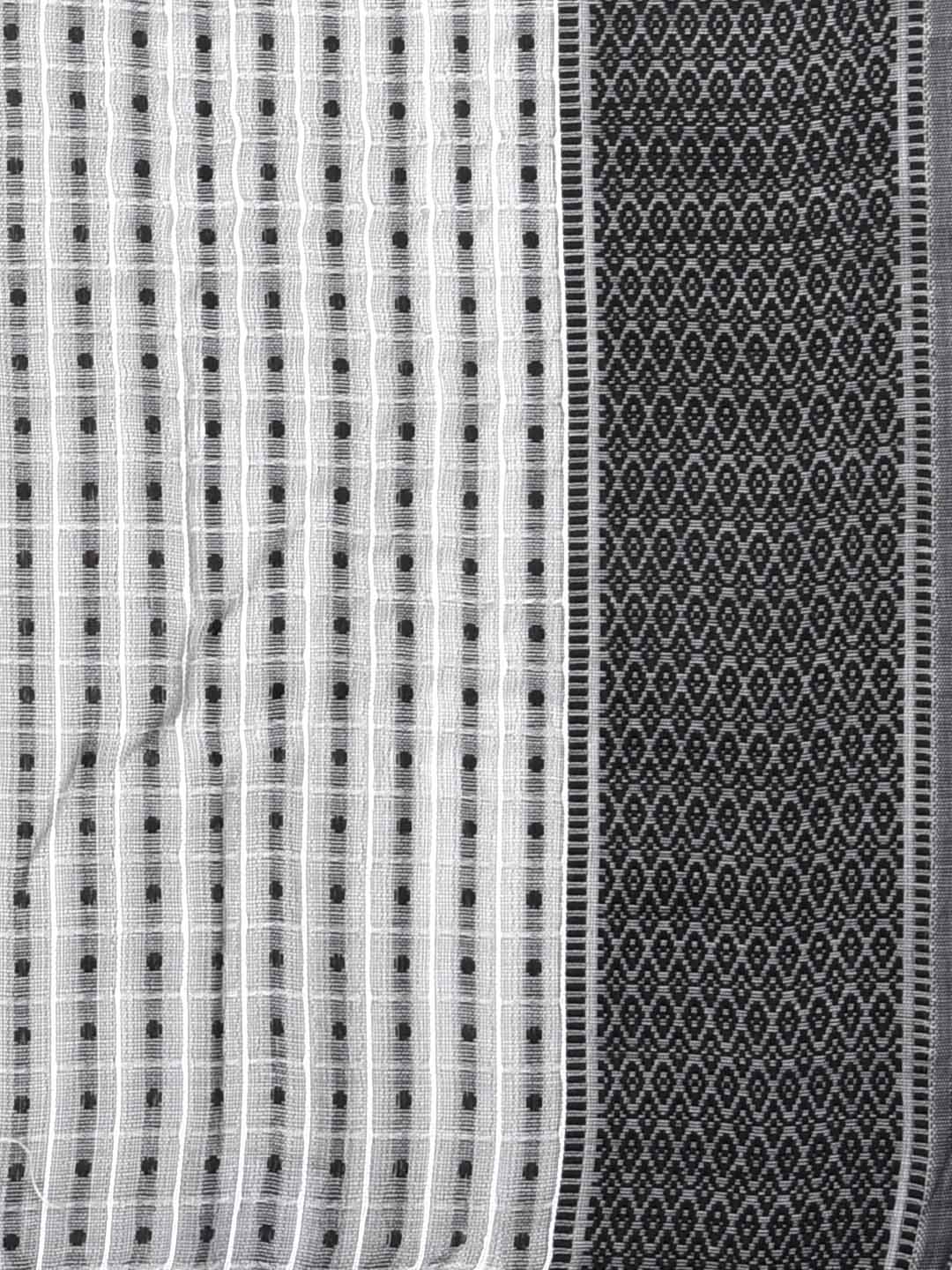 Woven Grey & Black Striped Cotton Chanderi Dupatta freeshipping - Dupatta Bazaar