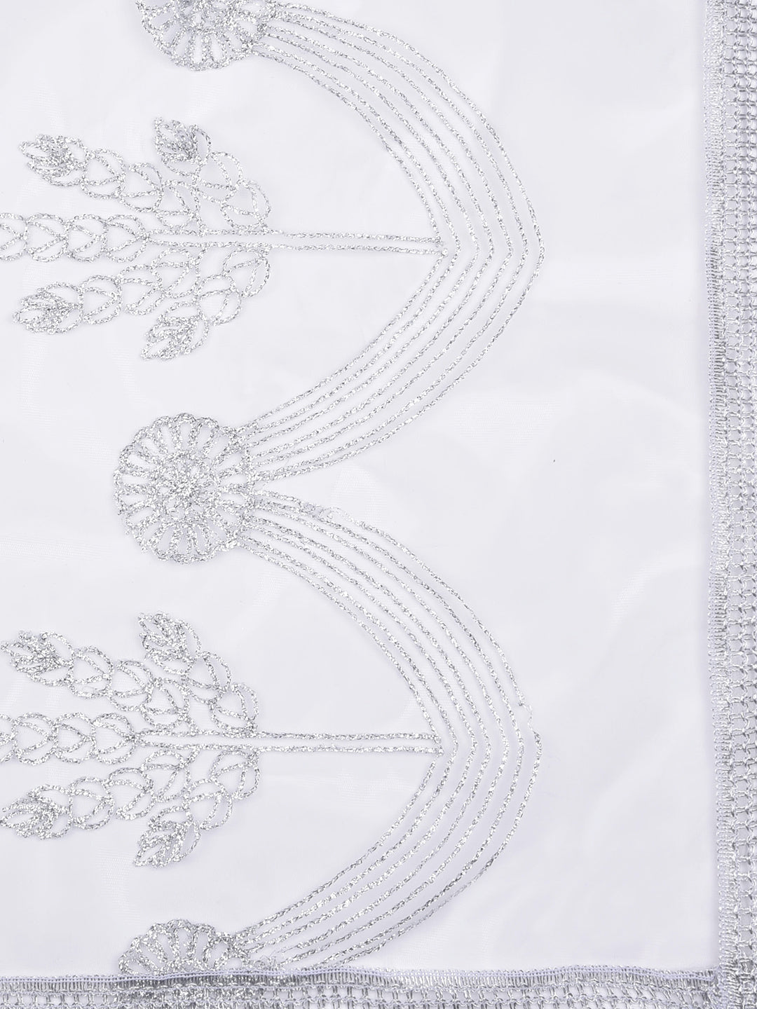 Dupatta Bazaar Woman's Embroidered Silver Net Dupatta - Dupatta Bazaar
