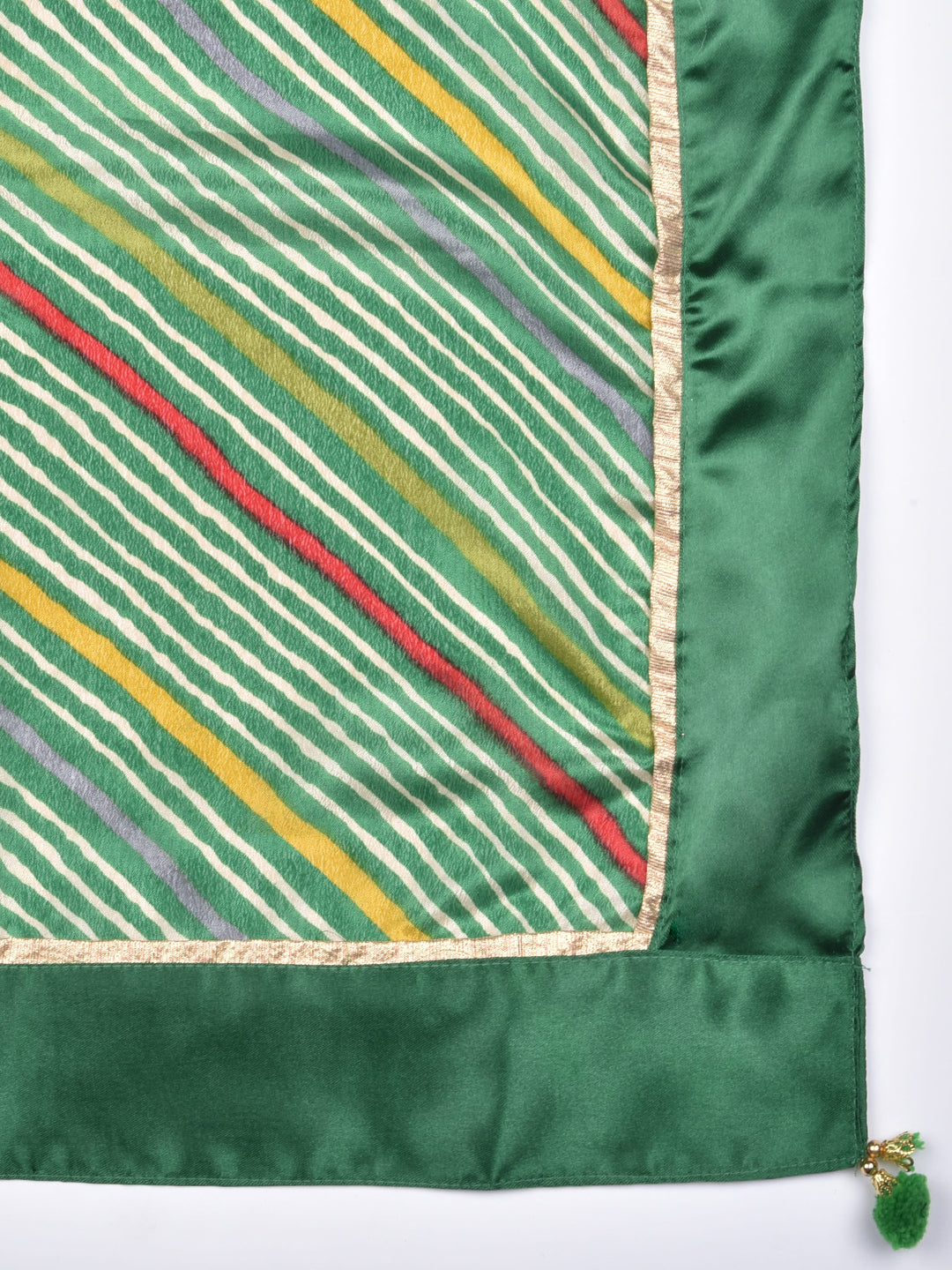 Dupatta Bazaar Woman's Lehariya Green Crepe Dupatta. - Dupatta Bazaar