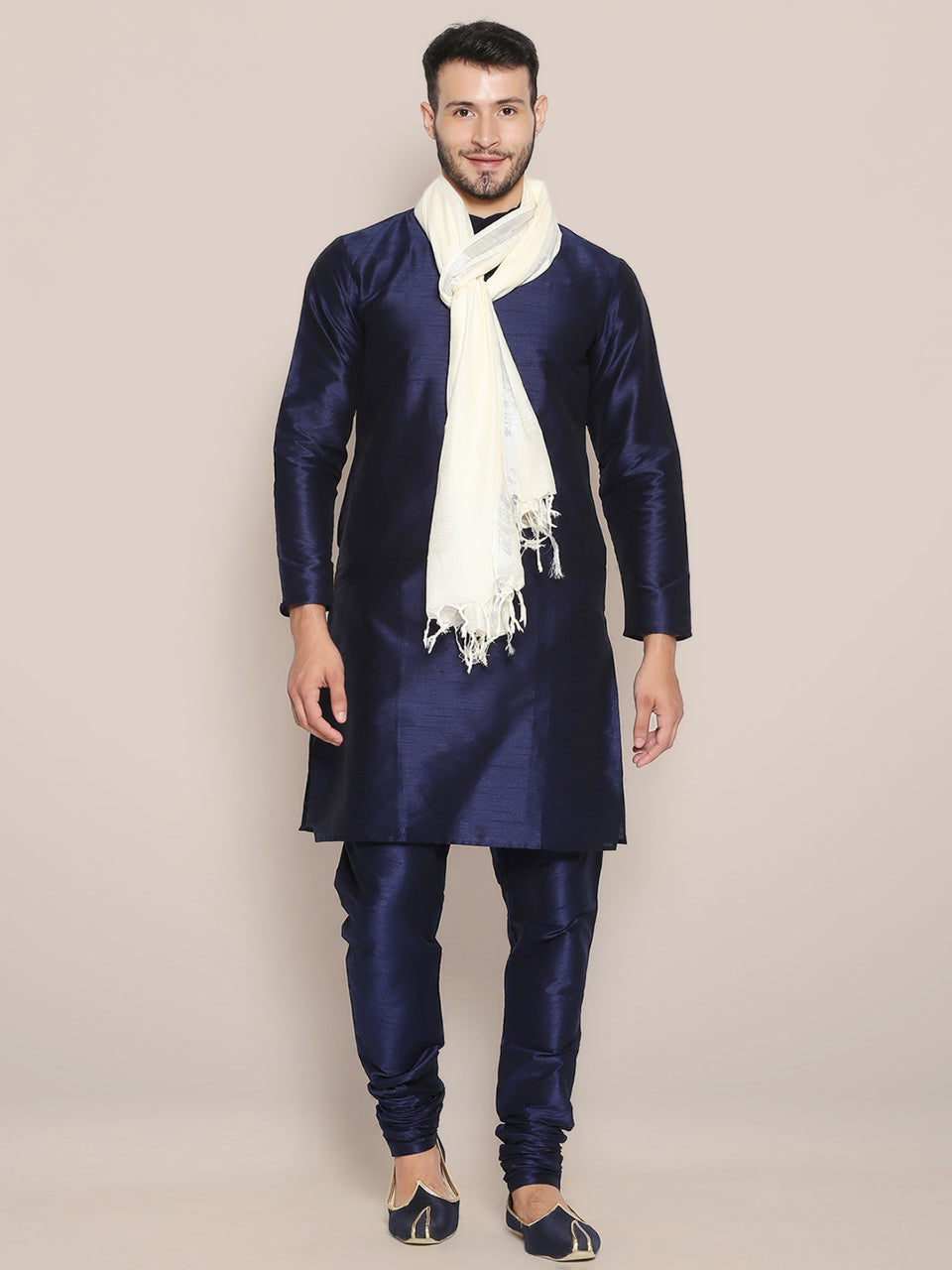 Men's Off White Linen Dupatta freeshipping - Dupatta Bazaar