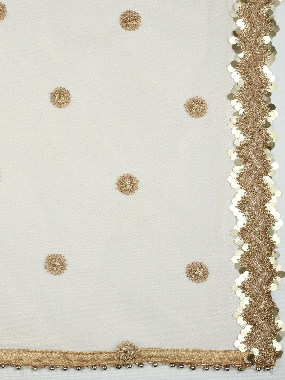 Dupatta Bazaar Woman's Embroidered Gold Net Dupatta - Dupatta Bazaar