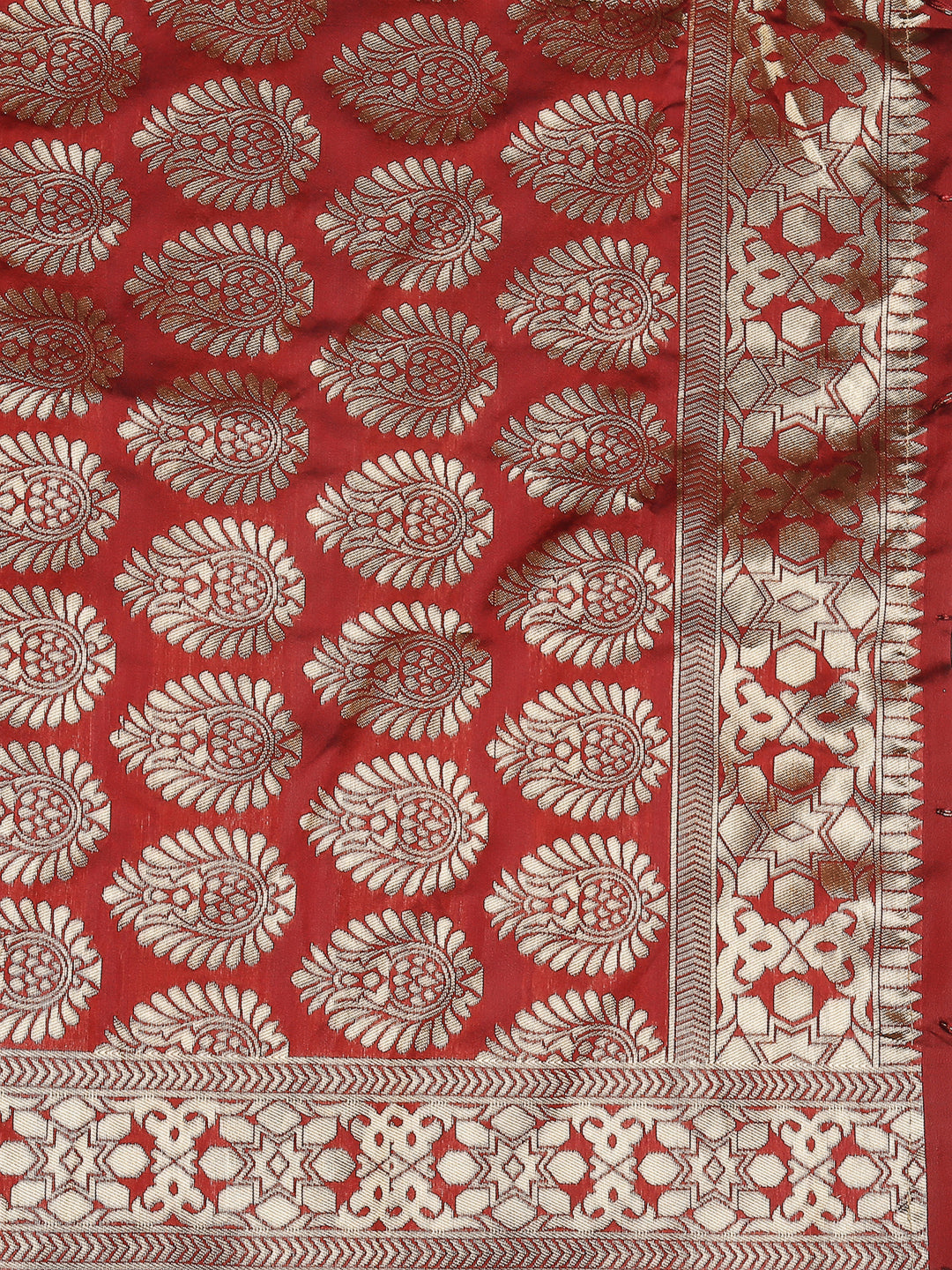 Maroon Banarasi Silk Dupatta with Bhandej design. freeshipping - Dupatta Bazaar