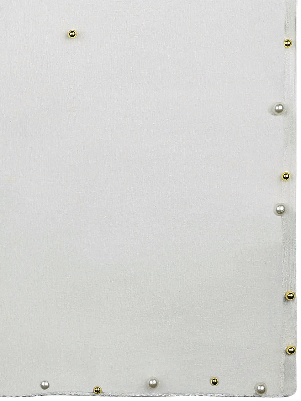 Offf White Chiffon Dupatta  with Pearls & Beads freeshipping - Dupatta Bazaar