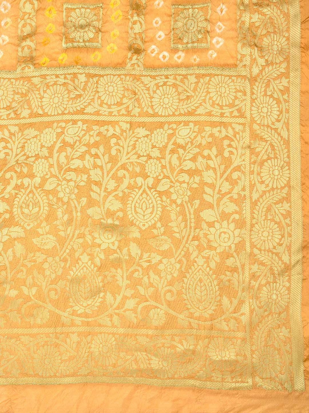 Beige Banarasi Bandhej Gharchola Silk Dupatta freeshipping - Dupatta Bazaar