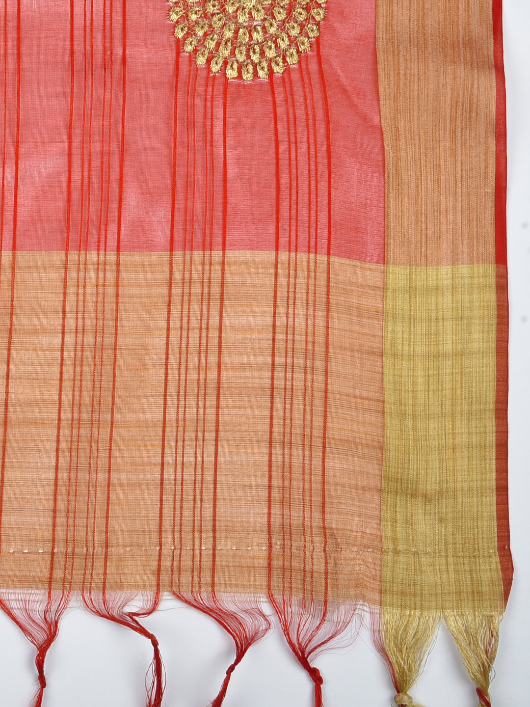 Dupatta Bazaar Woman's Embroidered Red & Gold Blended Silk dupatta - Dupatta Bazaar
