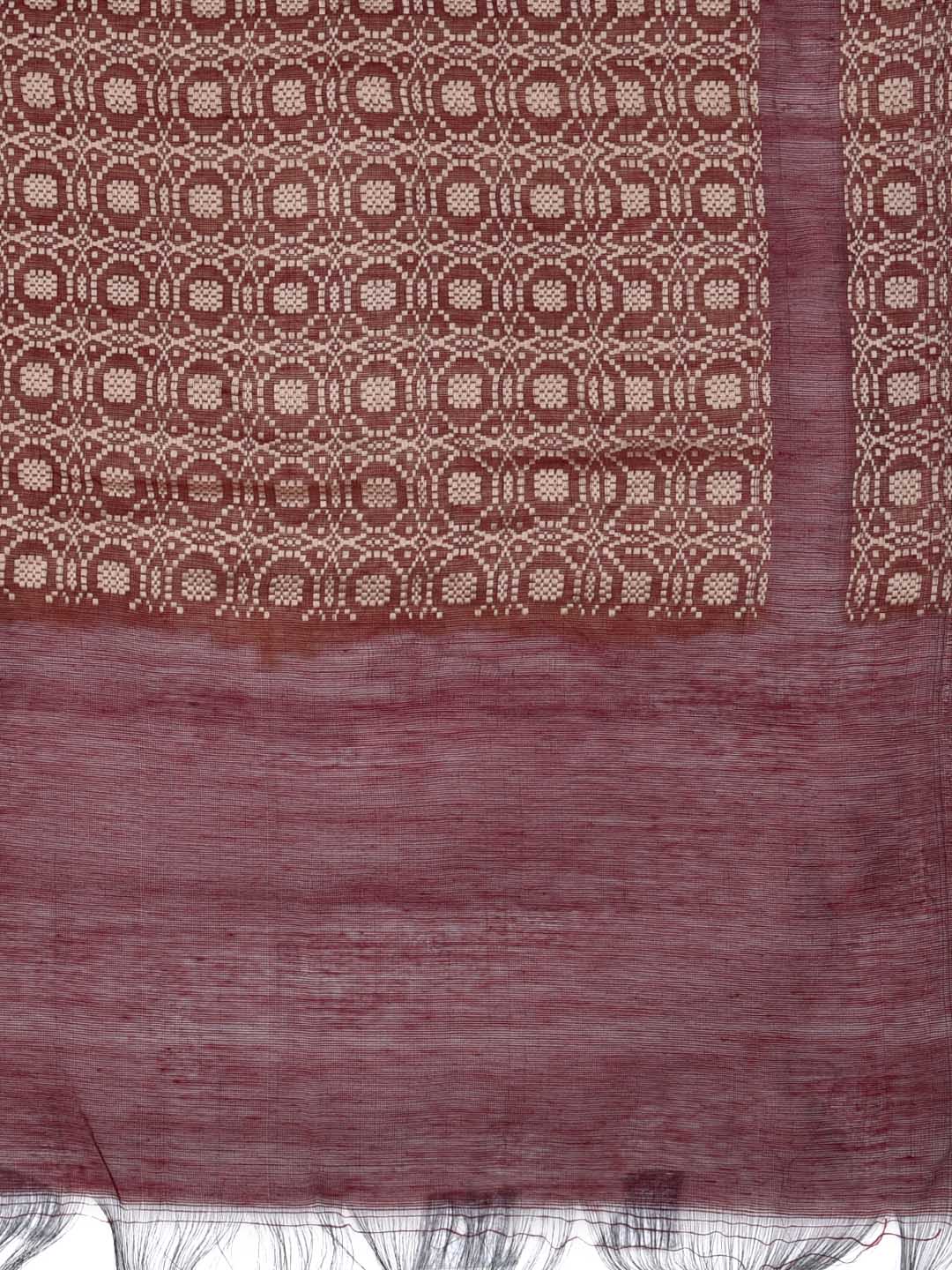 Woven Maroon & Beige Cotton Chanderi Dupatta freeshipping - Dupatta Bazaar