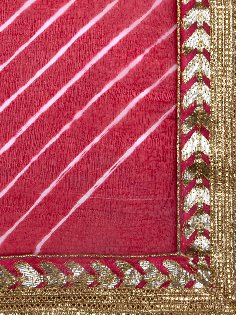 Red Leharia Chiffon Dupatta with Gotta Patti Border freeshipping - Dupatta Bazaar
