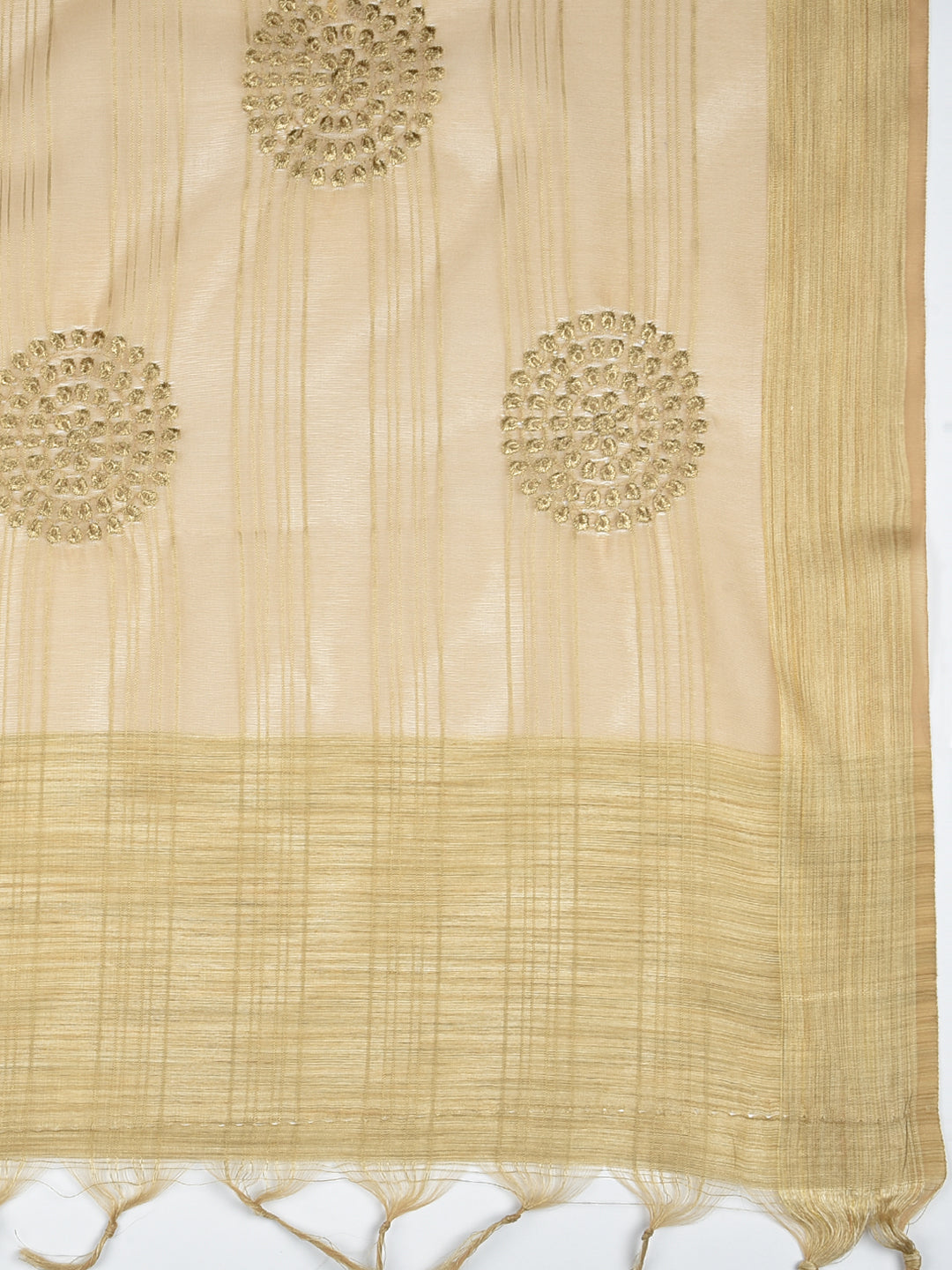 Dupatta Bazaar Woman's Embroidered Gold Blended Silk dupatta - Dupatta Bazaar
