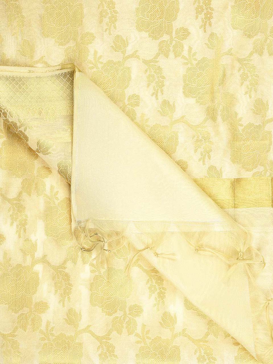 Banarasi Off White Silk Dupatta with Floral Jaal freeshipping - Dupatta Bazaar