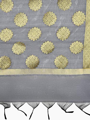 Men's Grey Banarasi Silk Dupatta freeshipping - Dupatta Bazaar
