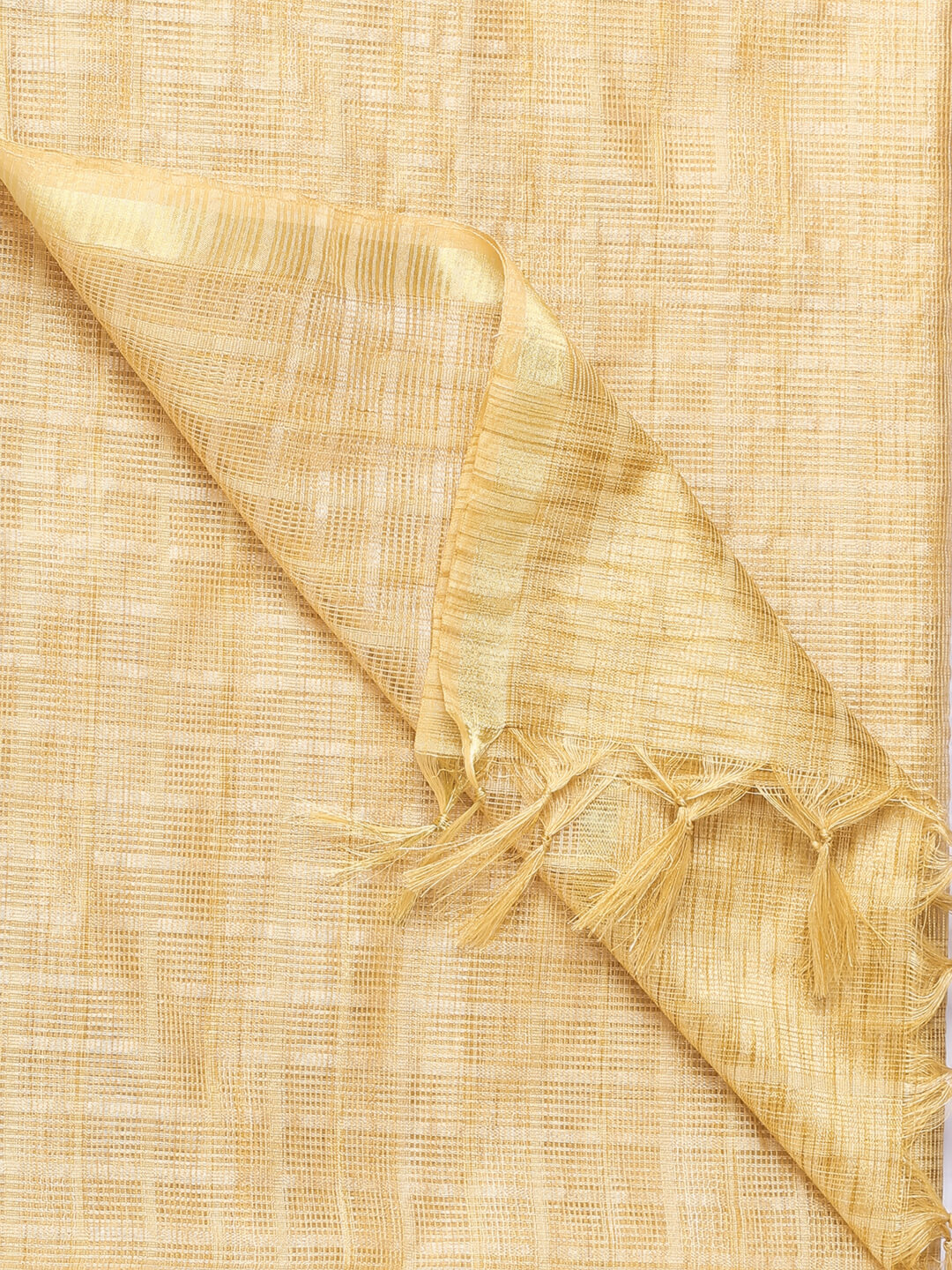 Gold Blended Silk Dupatta with Self checkered Pattern 