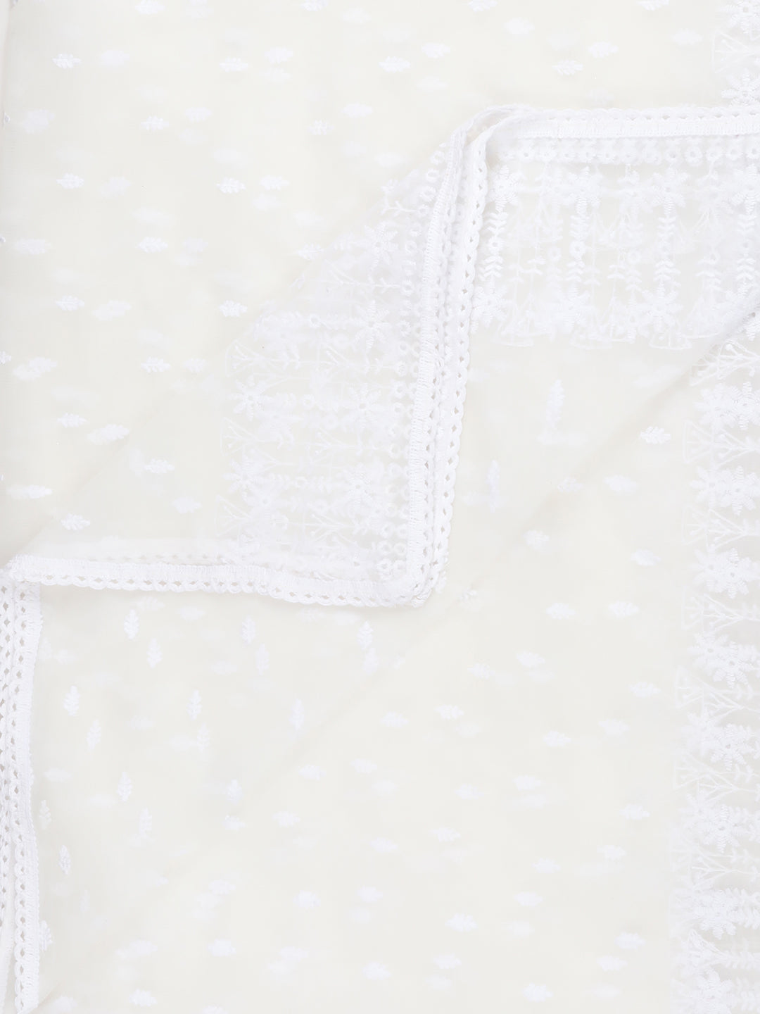 White Net Dupatta with Embroidery freeshipping - Dupatta Bazaar