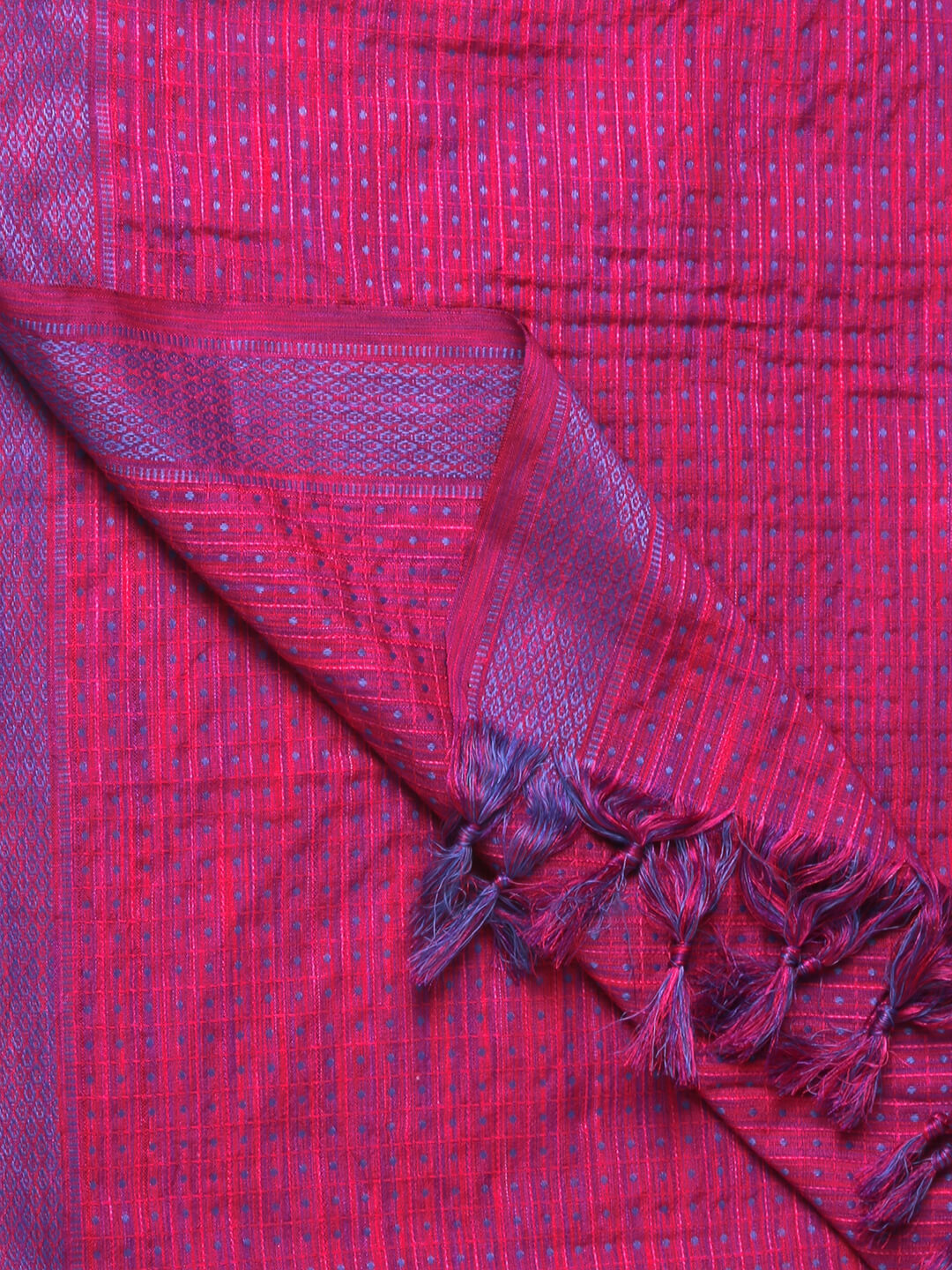 Woven Checkered Cotton Dupatta with Polka dots 