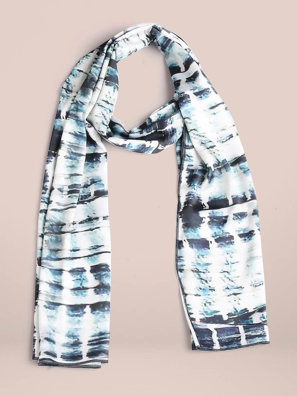 Black & White Printed Satin Scarf