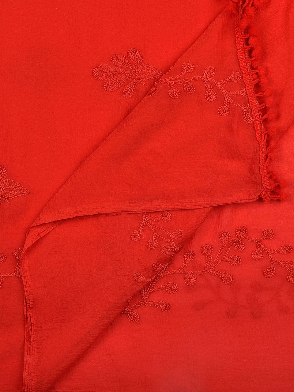 Red Embroidered Chiffon Dupatta. freeshipping - Dupatta Bazaar