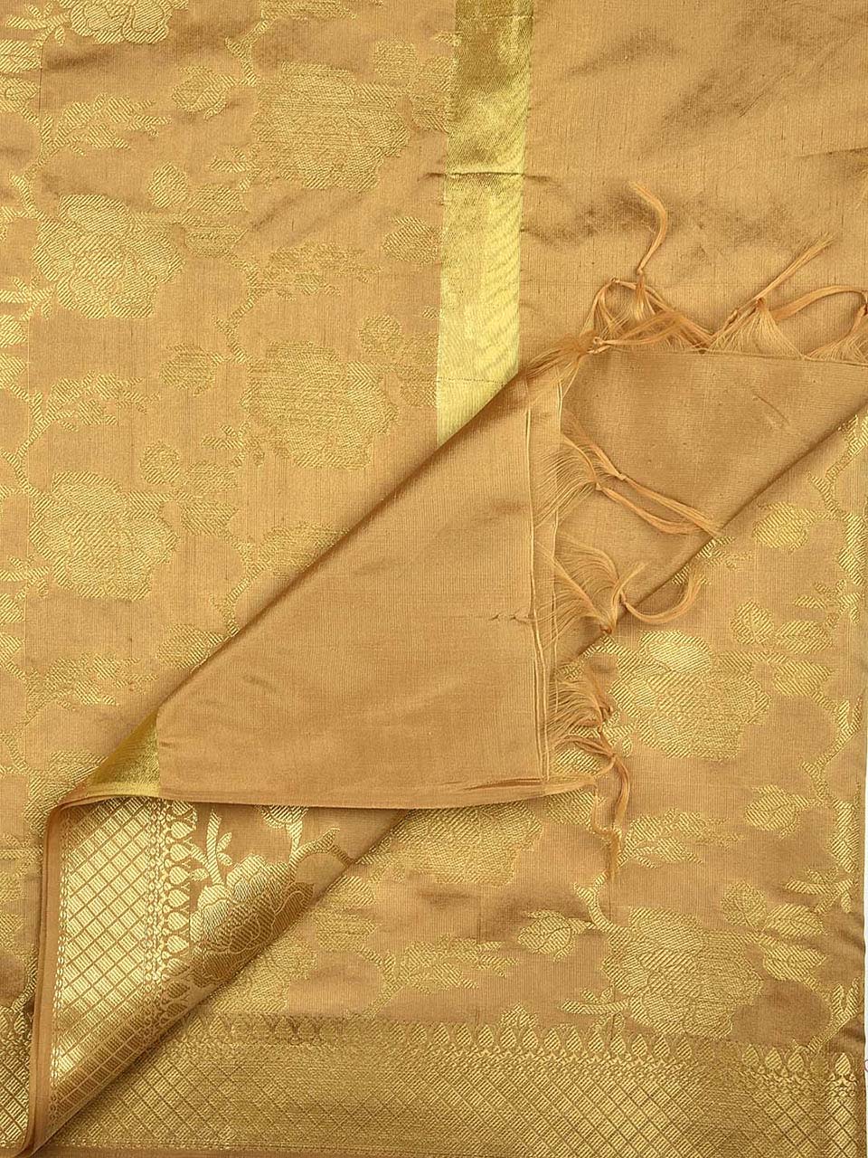 Banarasi Gold Silk Dupatta with Floral Jaal freeshipping - Dupatta Bazaar