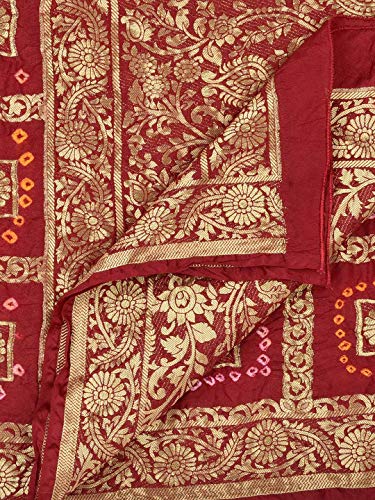 Maroon Banarasi Bandhani Gharchola Silk freeshipping - Dupatta Bazaar