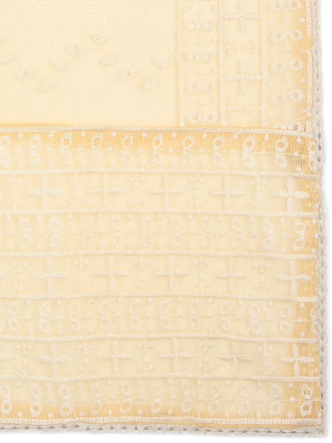 Women's Yellow Cotton Net Dupatta freeshipping - Dupatta Bazaar