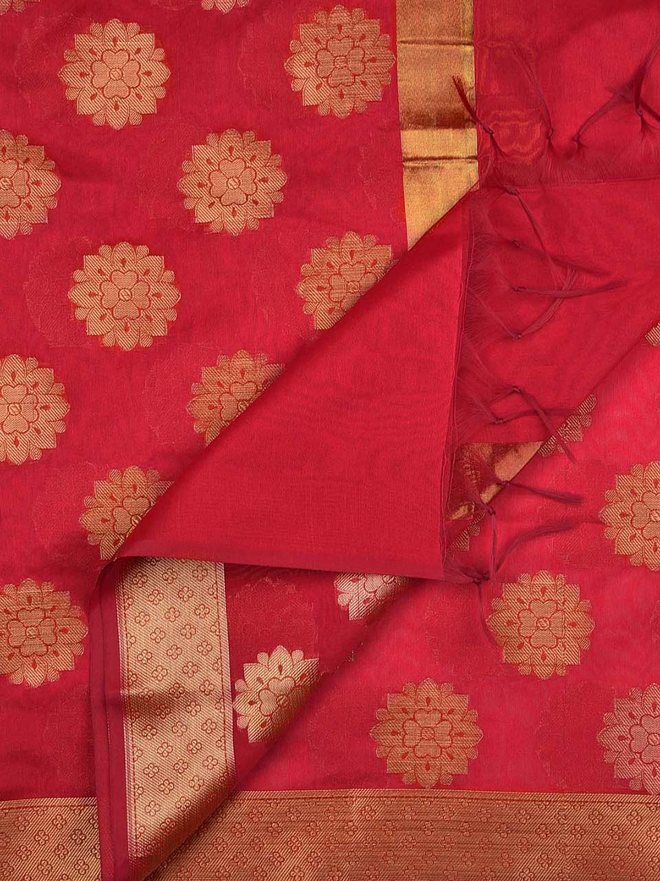 Red Banarasi Silk Dupatta. freeshipping - Dupatta Bazaar