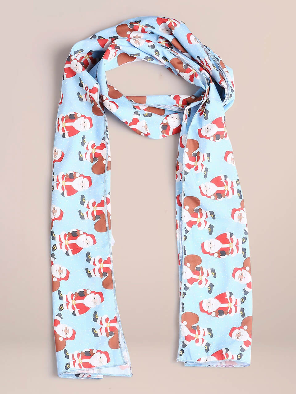 Printed Light Blue Silk Blend  Scarf/ Stole 