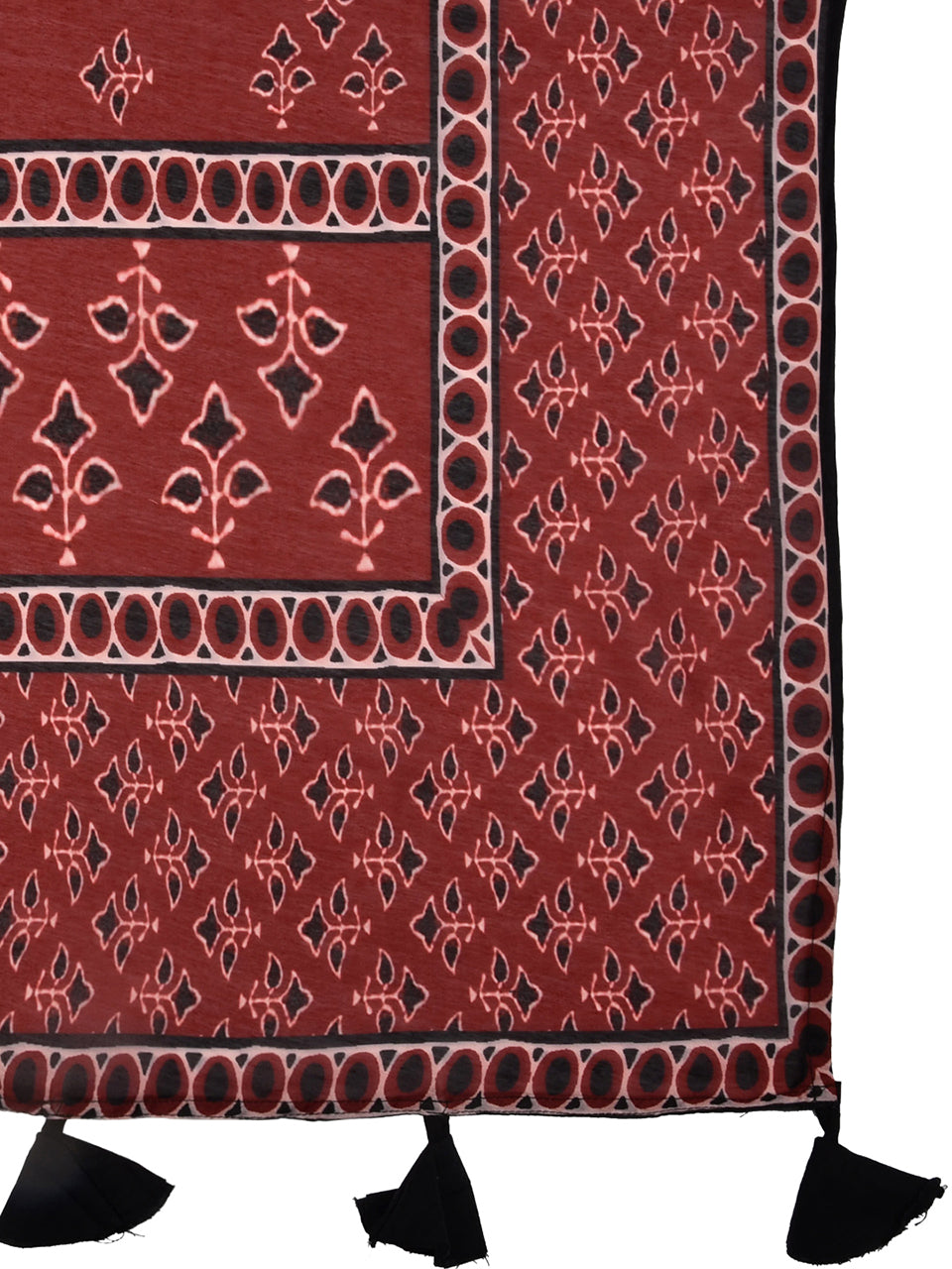 Maroon Kalamkari Printed Blended Silk Dupatta. freeshipping - Dupatta Bazaar