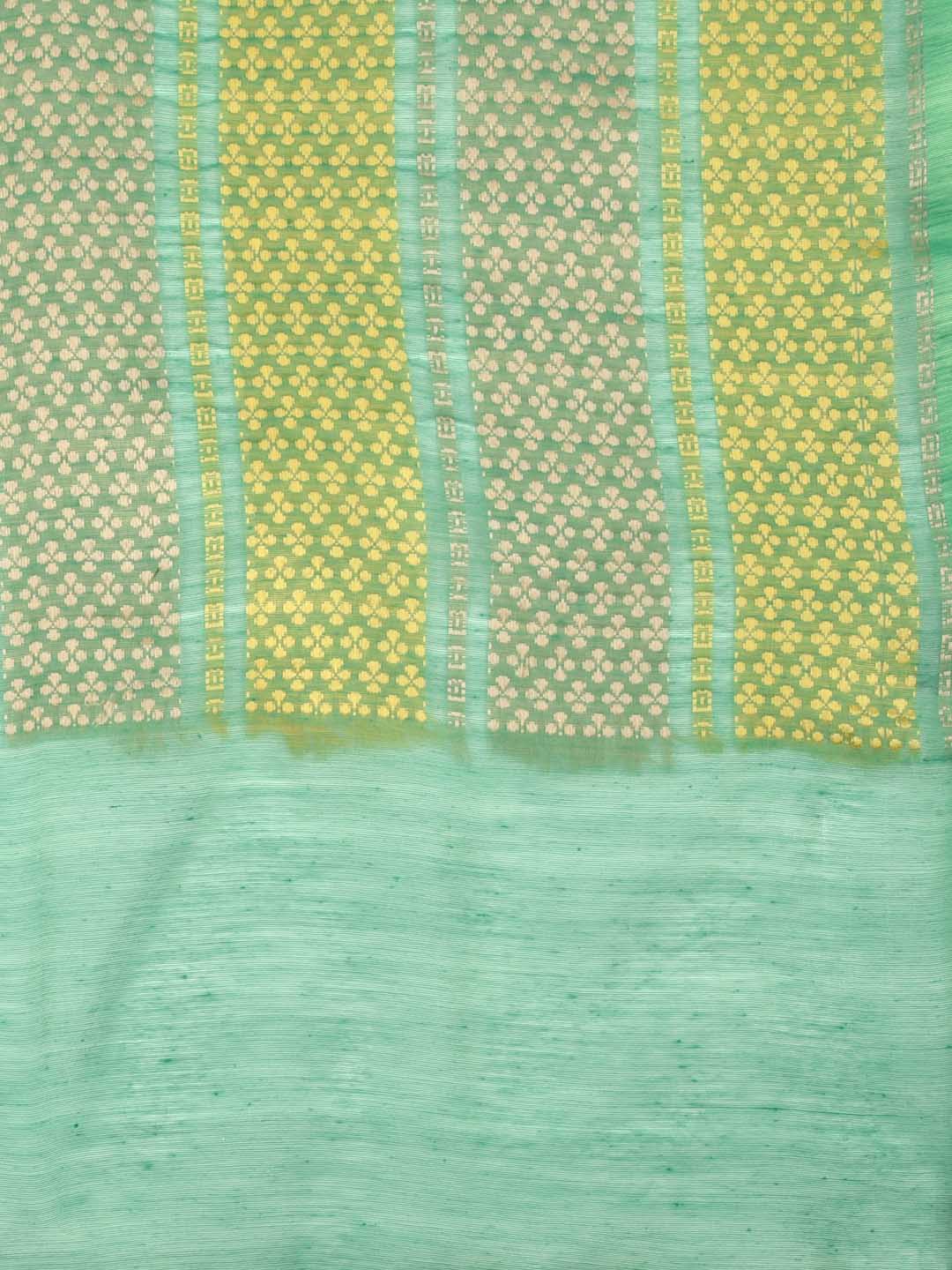 Woven Green & Yellow Striped Cotton Chanderi Dupatta. freeshipping - Dupatta Bazaar