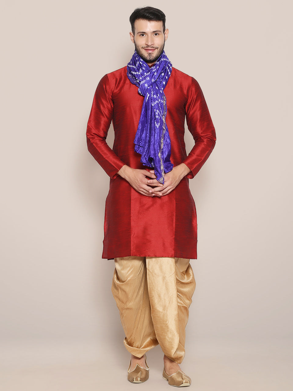 Men's Blue Bandhini Dupatta freeshipping - Dupatta Bazaar