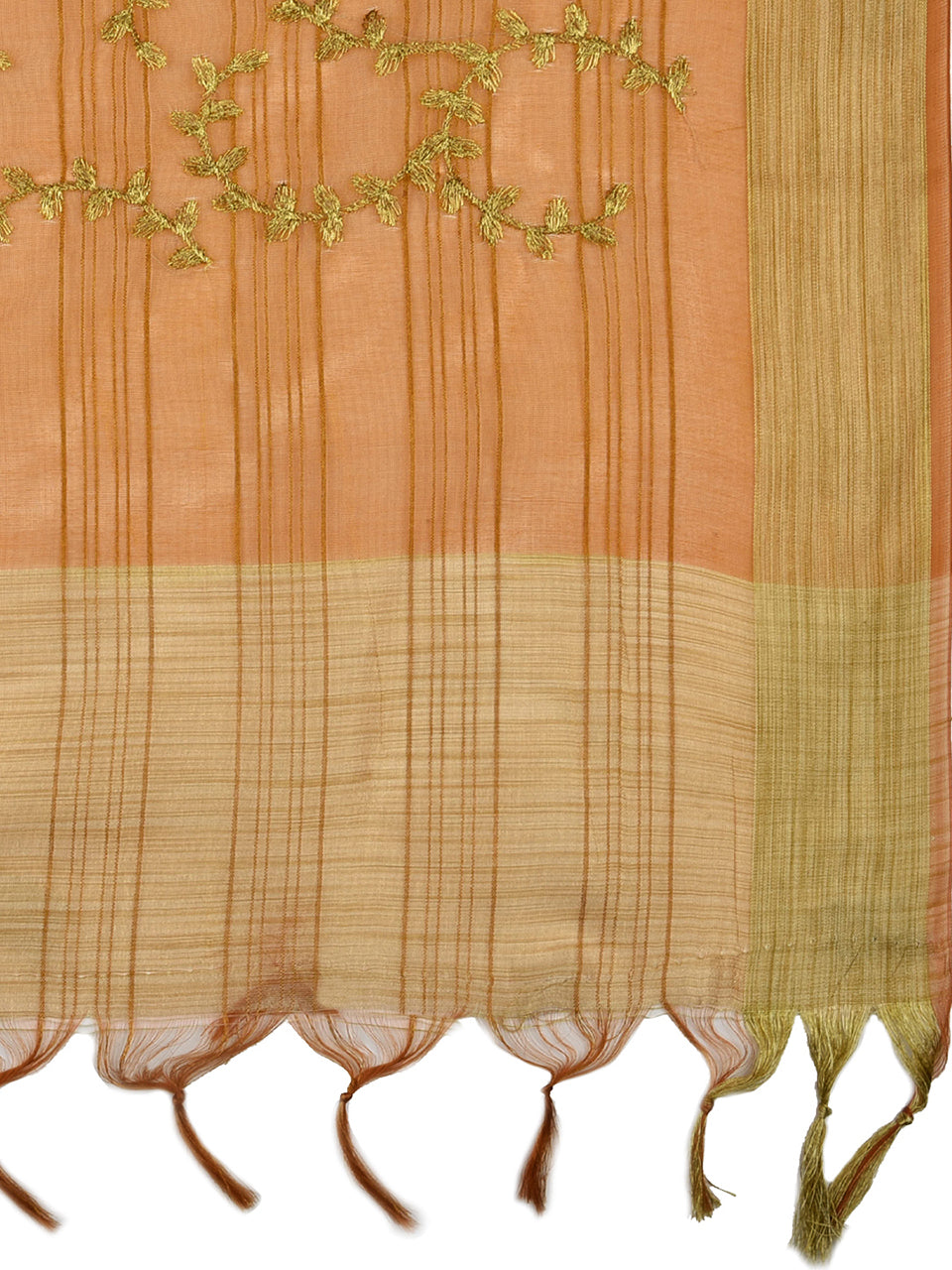 Embroidered Rust Blended Silk Dupatta. freeshipping - Dupatta Bazaar