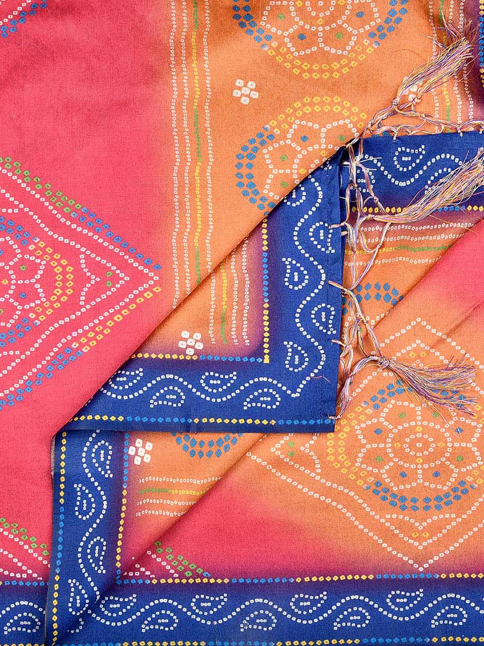 Bandhini Printed Multicloured Art Silk Dupatta freeshipping - Dupatta Bazaar