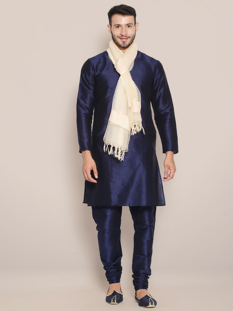 Men's Light Beige Organza Dupatta. freeshipping - Dupatta Bazaar