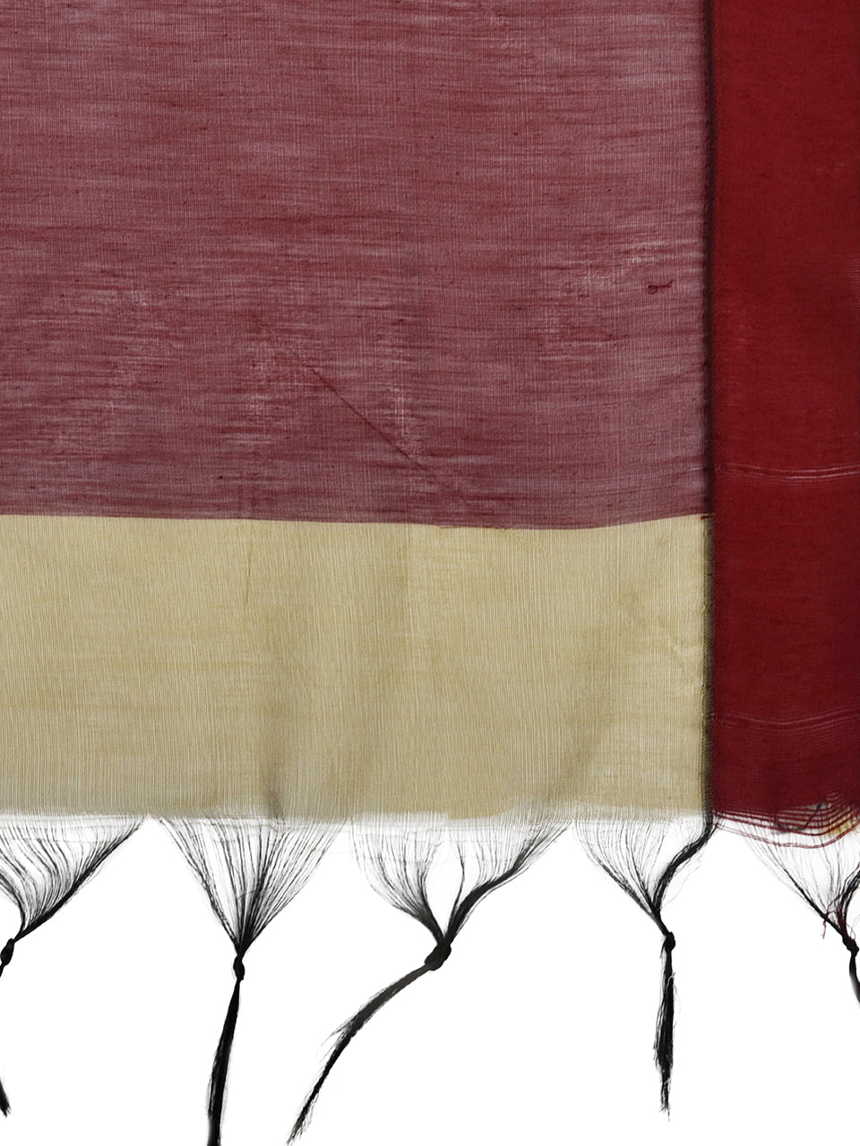 Chanderi Silk Dupatta with Black & Maroon Border freeshipping - Dupatta Bazaar