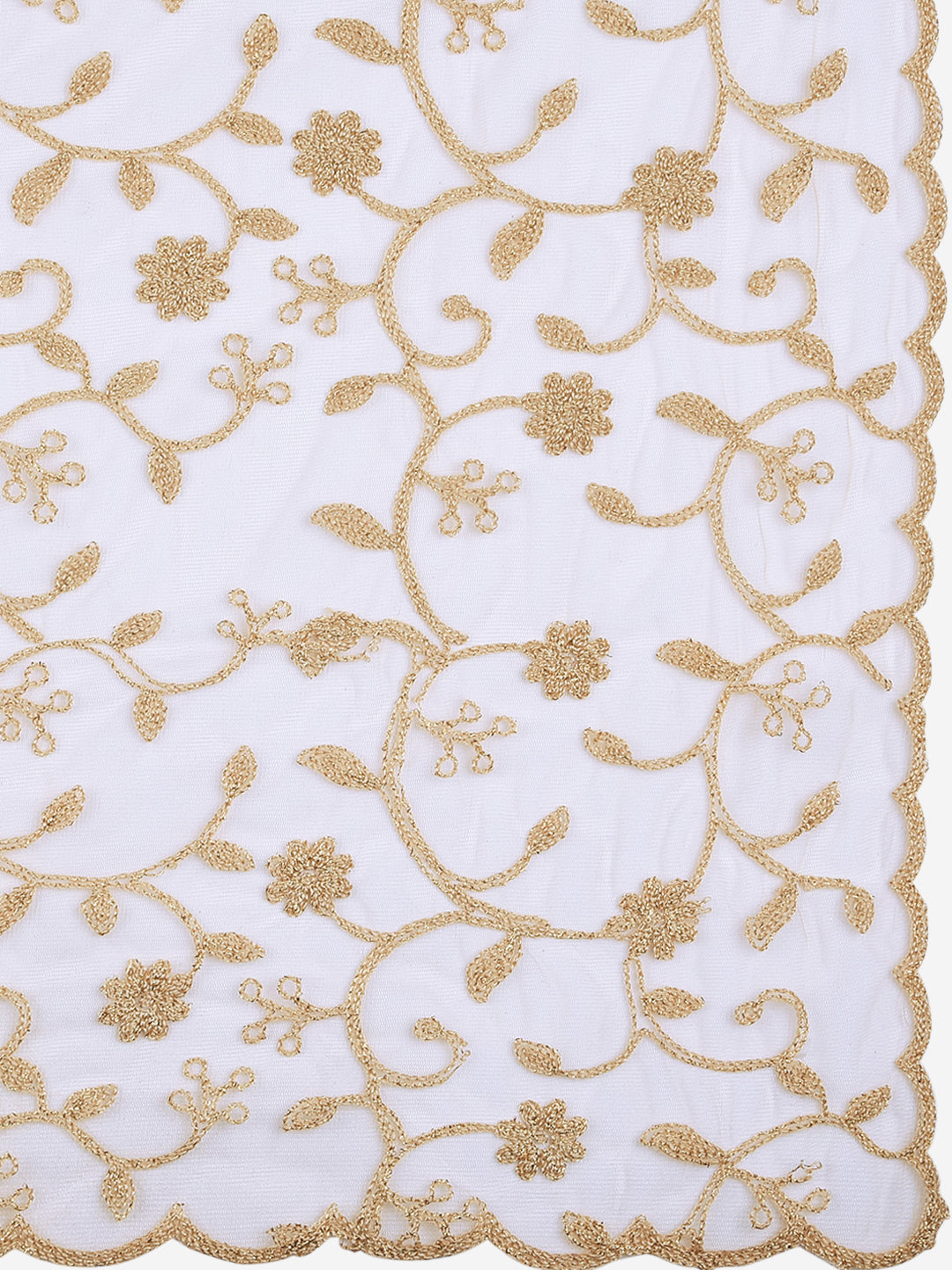 Dupatta Bazaar Woman's Gold Embroidered Net Dupatta - Dupatta Bazaar