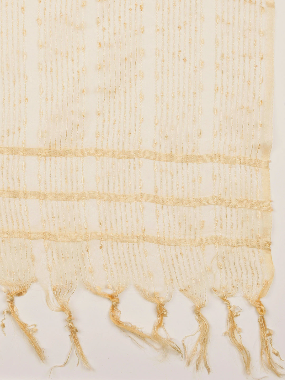 Dupatta Bazaar Woman's Light Gold Woven Organza Dupatta - Dupatta Bazaar