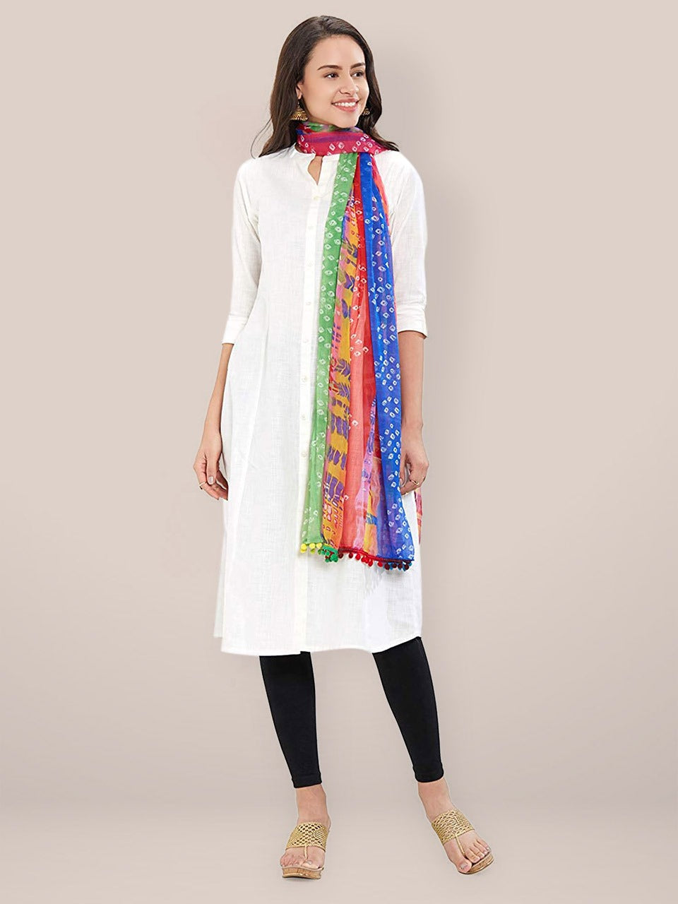Multicoloured Printed Chiffon Dupatta freeshipping - Dupatta Bazaar