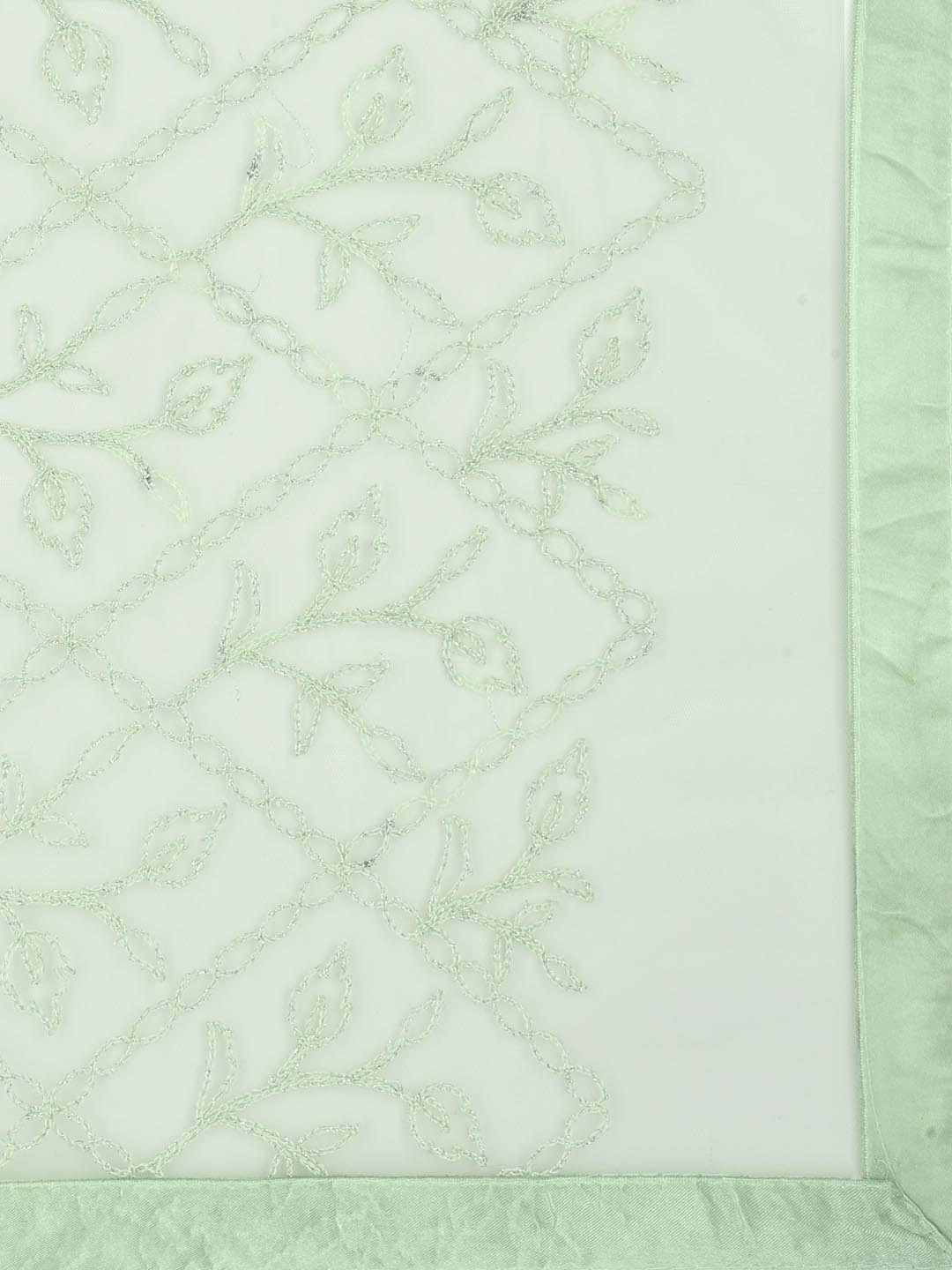 Women's Pista Green Embellished Net Dupatta freeshipping - Dupatta Bazaar