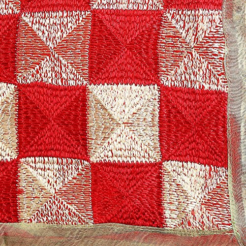 Men's Red & Gold Phulkari Chiffon Dupatta freeshipping - Dupatta Bazaar