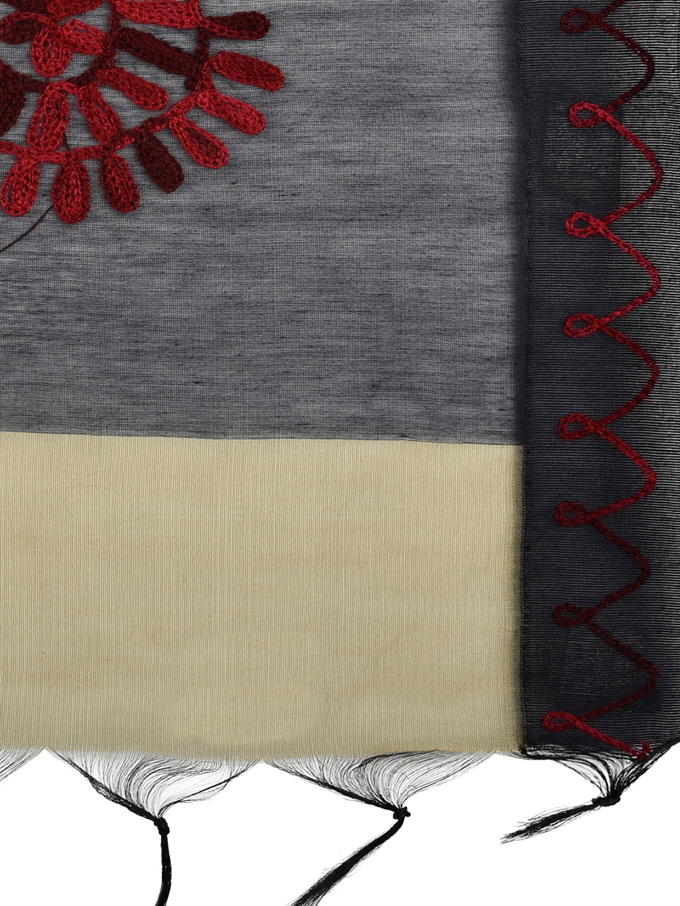 Embroidered Chanderi Silk Dupatta freeshipping - Dupatta Bazaar