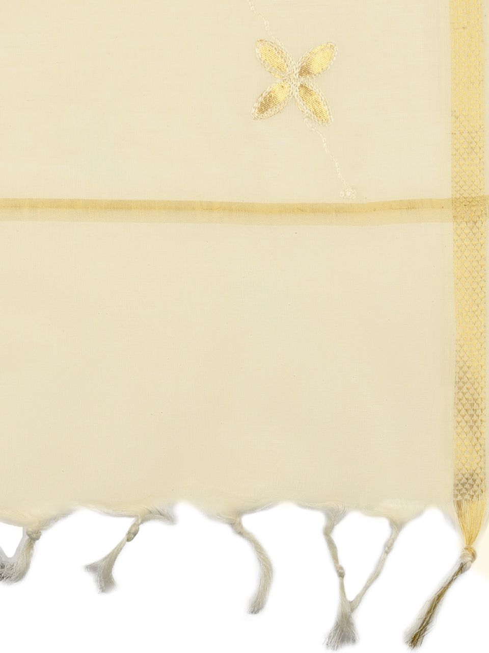 Cream Cotton Dupatta with Gotta Patti Work freeshipping - Dupatta Bazaar