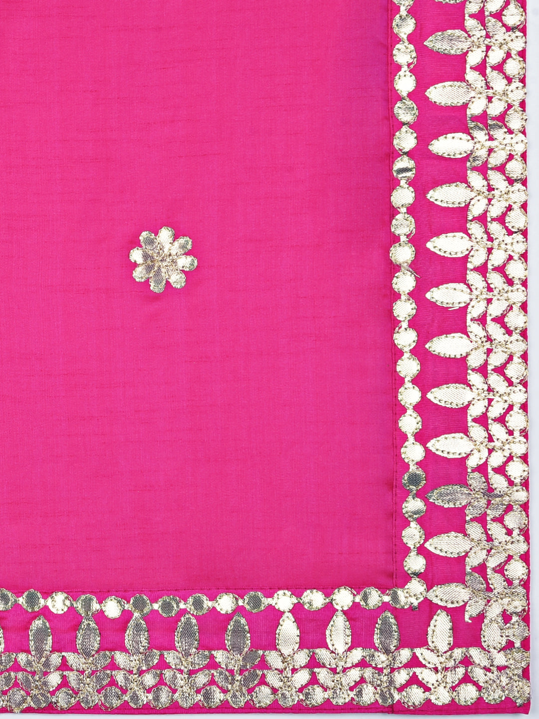 Dupatta Bazaar Woman's Pink & Gold Silk Dupatta with Gotta Patti Work. - Dupatta Bazaar